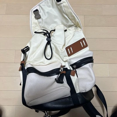 Import duty included  COACH White Black Synthetic Leather Backpack Zipper Pocket - Image 1 of 3