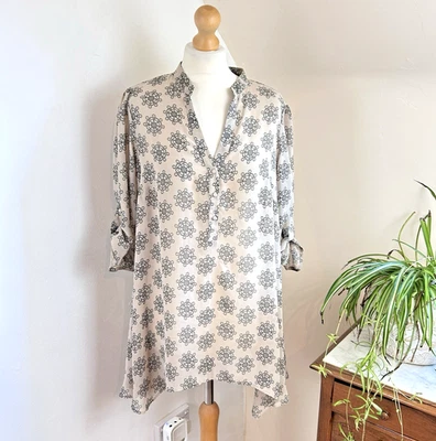 Marks & Spencer M & S Blouse UK 16 Beige Black Sheer Chiffon romantic Feminine - Image 1 of 4