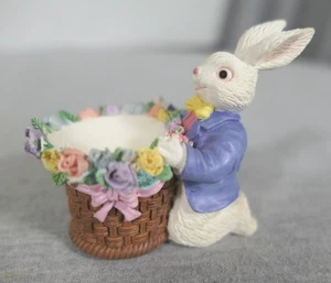 Dept 56 Resin Purple Kneeling Easter Bunny Rabbit Tea Light Candle Cup Holder - Picture 1 of 6