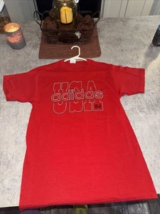 80’s Vintage Adidas Original Trefoil 1984 Graphic T Shirt Made In The U.S.A XL - Imagen 1 de 5