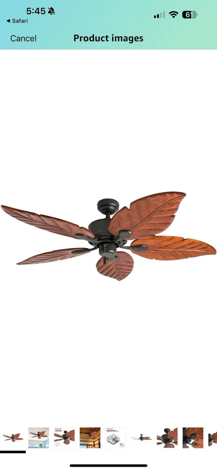 52 Inch Tropical Indoor Ceiling Fan with Pull Chain - Image 1 of 3