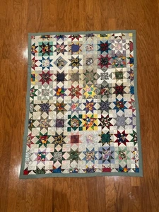 Vintage Handmade Baby Quilt 1996 Piecing Pattern Variable Star Multicolor Unisex - Picture 1 of 8