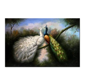Couple Peacock Bird Animal Wall Art Painting Pictures Print On Canvas Home Decor - Picture 1 of 13