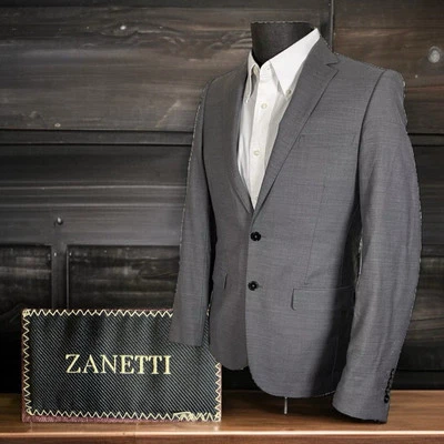 Zanetti Blazer Jacket Mens 36R Gray Solid Wool Double Vented - Image 1 of 4