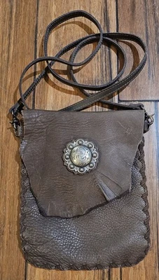 Montana West Delila Brown Leather Medallion Crossbody Bag Purse Western - Image 1 of 4