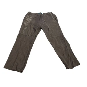 Johnny Was Women's Embroidered Silk Pants Medium Elastic Waist Casual - Picture 1 of 10