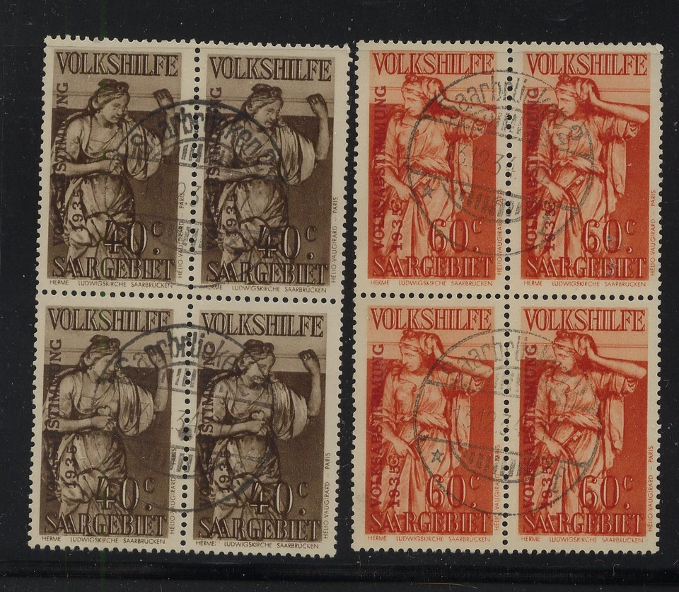 Saar  B54,B55  nice used blocks of  4   catalog  $130.00     KEL1221 - Image 1 of 1