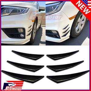 Gloss Black Universal Front Body Bumper Lip Splitter Diffuser Canards Fin Kit P1 - Picture 1 of 5