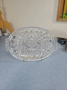 Gorgeous Lead Crystal- 14" divided serving tray with center small bowl - Picture 1 of 8