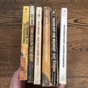 Lot of 6 paperback books western novels Zane Grey Max Brand Louis L'Amour - Picture 1 of 22
