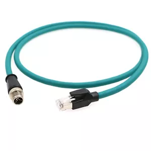 M12 8-Pin X-Code Male to RJ45 Cat6a Ethernet Shielded Cable for Cognex Camera - Picture 1 of 24