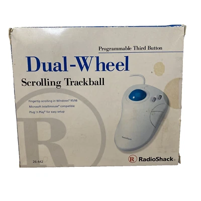 Radio Shack Trackmaster Trackball Mouse Dual Wheel 3 Button PS/2 Programmable - Image 1 of 4