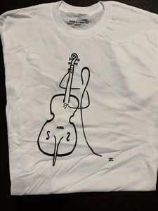 T-SHIRT JAZZ THEMED BASS LINEAR ART MEDIUM - Picture 1 of 1