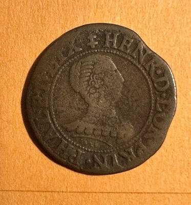 FRANCE NEUCHATEL FRENCH ROYAL COINS 1634 PRINCE HENRI II DOUBLE TOURNOIS COIN VF - Image 1 of 2