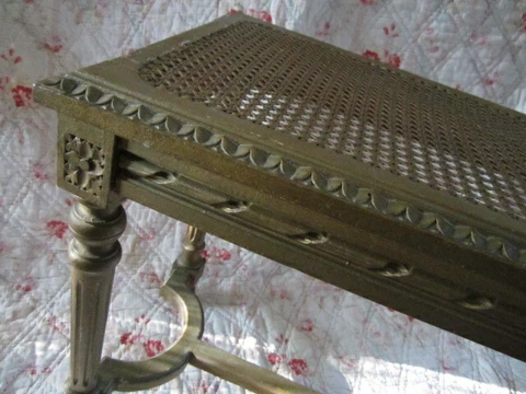 Charming FRENCH Louis 16 CANE CANNé BENCH BED BOTTOM Gilt Wood Late 1890 Cannage Cover