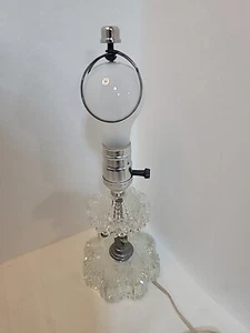 Vintage 9 Inch Small Hobnail Clear Glass Table Lamp No Shade - Picture 1 of 8