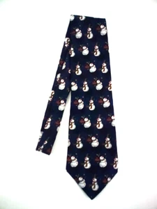 Holiday Traditions Snowman Pattern 100% Silk U.S.A.Made Men's Tie - Picture 1 of 9