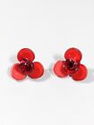 Boucles d'oreilles percées 3D fleur de rose acrylique rouge