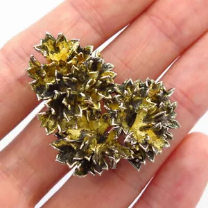 925 Sterling Silver Gold Plated Vintage Denmark Flora Danica Parsley Pin Brooch - Picture 1 of 3