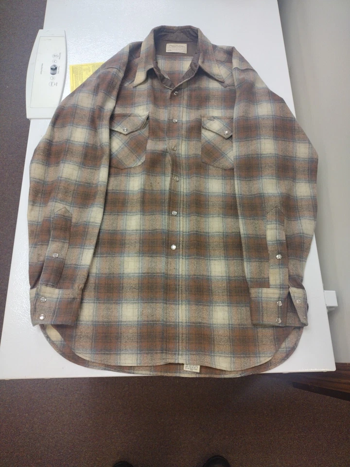 Camisa ranchera de lana a cuadros con botones a presión de colección PENDLETON de alta calidad Western Wear talla L Foto 1 de 4