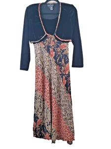 Vintage Carole Little Womens 4 Small Dress MAXI Bohemian Printed Black Layered - Picture 1 of 11