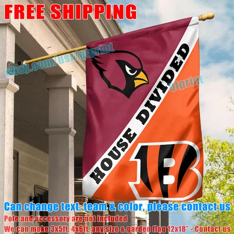 Arizona Cardinals vs Cincinnati Bengals House Divided Flag Banner 28X40" NEW Cover