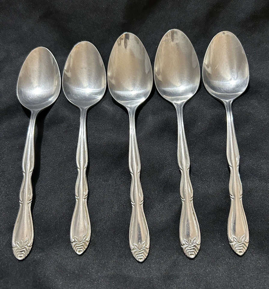 Lot Of 5 Ekco Eterna Mayflower Place Oval Spoons 7 1/8” Stainless Steel Korea - Image 1 of 4