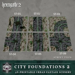 Hexengarde 2 Street Cobblestone Boardwalk Tiles Risers 6in Mordheim D&D Terrain - Picture 1 of 6