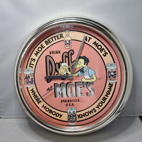 2001 WESCO The Simpsons - Moe's - Flashing Light Up Illuminated Wall Clock Duff Cover