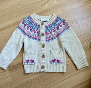 JoJo Maman Bebe pink chicken print cardigan - Picture 1 of 2