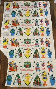 Vintage Spectrix Fabrics Sesame Street Holiday Appliqués Christmas 4 Panels - Picture 1 of 5