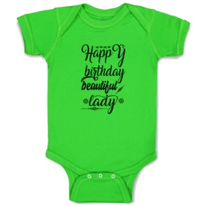 Baby Bodysuit Happy Birthday Beautiful Lady Flowers Leaves Funny Cotton - Picture 1 of 21