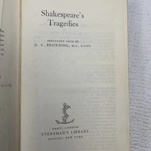 Vintage 1964 Everyman's Library Shakespeare's Tragedies No. 155, Hardcover - Foto 1 di 12