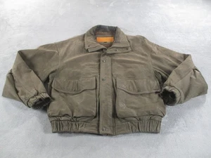 VTG Timberland Leather Jacket Mens Large Bomber Brown Big Pocket Heavy 90s EUC - Picture 1 of 13