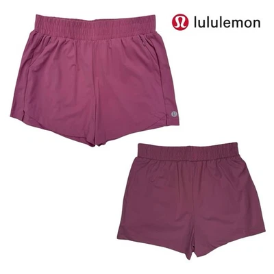 LULULEMON Mujer M LO ÚLTIMO Pantalones Cortos Atléticos Gimnasio Entrenamiento Pantalones Cortos 3" ROSA Foto 1 de 4