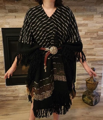 Unique Handmade Scottish Wrap from Inverness Blk/Brn/Off-Wht One-Sz + More - Image 1 of 4