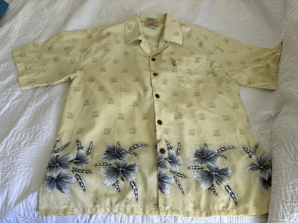 COCONUT PIER Men's (L) Hawaiian Aloha Button-Up Graphic Shirt HIBISCUS - Image 1 of 4