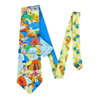 Corbata de vacaciones de playa Michael Paraskevas Old People On Edge of Sea cuaderno de bocetos seda Foto 1 de 4