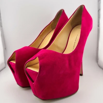 ЧИТАЙТЕ Zanotti Liza розовый замши кожи заглянуть платформе насосы каблуки это 40 США 9,5 - Изображение 1 из 4