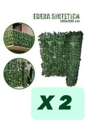 SIEPE SINTETICA 2 ROTOLI 1x3 MT ARTIFICIALE FOGLIE  EDERA SUPPORTO RECINZIONE - Immagine 1 di 4