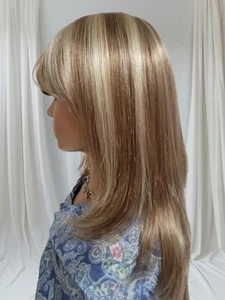 Madison Wig by Envy, Long Layered with Bangs Monofilament Top. DARK BLOND - Picture 1 of 5