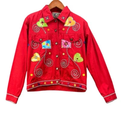 Женская куртка дальнобойщика Don't Mess With Texas нашивки в виде сердца цвет Teacher Core красный - Изображение 1 из 4