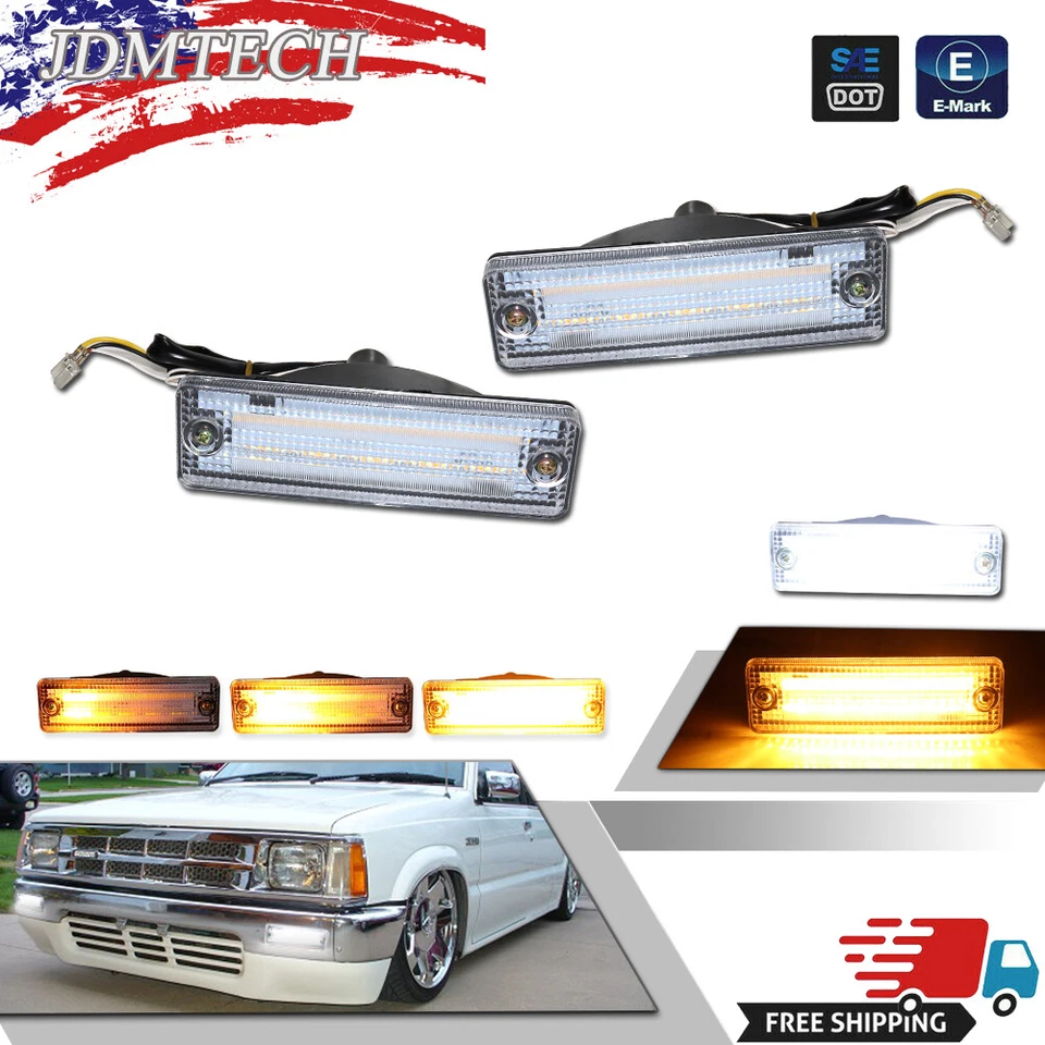 Luces de señal LED DRL transparentes para parachoques Switchback de 2 piezas para camioneta Mazda 323 626 Foto 1 de 4