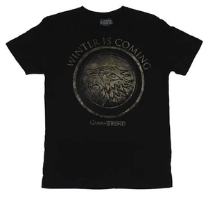 Game of Thrones Mens T-Shirt - Winter is Coming Stamped Stark Wolf Image - Picture 1 of 1