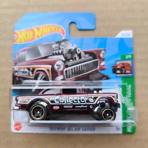 Hot Wheels HW SHORT CARD 2024 HW REVERSE RAKE 55 CHEVY BEL AIR GASSER DARK RED - Picture 1 of 1