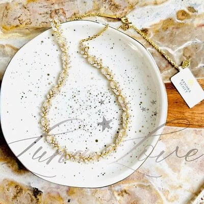 KENDRA SCOTT Rosaline 金色网球项链白色水晶全新带标签 — 第 1/4 张图片