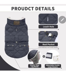 KYEESE Dog Coats Winter Dog Jacket with Leash Hole for Windproof Padded Sherpa D - Picture 1 of 6
