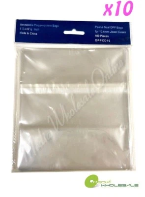 GENERIC 1000 PREMIUM Resealable OPP Plastic Bag Wrap for 10.4mm Standard CD Jewel Case