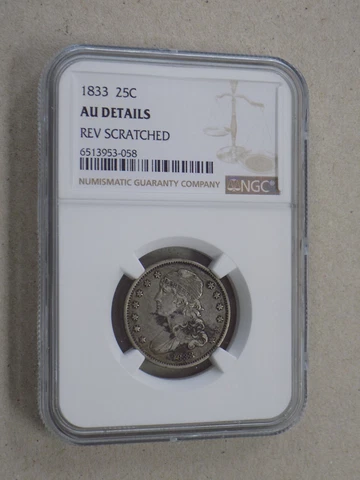 1833 25C Capped Bust Quarter NGC AU Details Cover