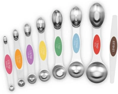 8 PCS Magnetic Measuring Spoons Set, Dual Sided, Stainless Steel Small Tablespoo - Image 1 of 4
